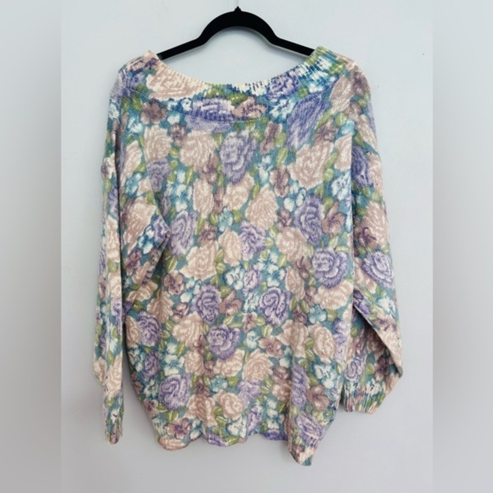 Xtra Energy De Rotchild Silk/Angora Blend Floral Sweater Women Sz M Y2K 80s Vtg